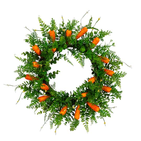 22" Artificial Easter Fern and Carrots Wreath